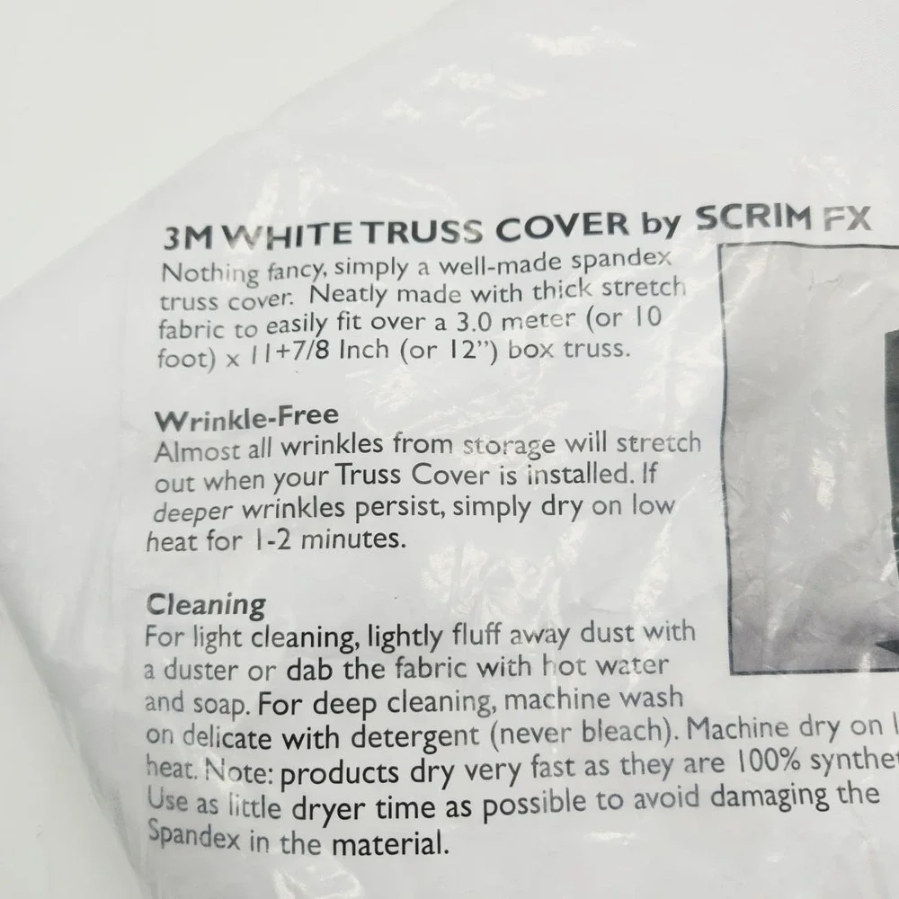 Scrim FX White Spandex Truss Cover 3m x 290mm Fits 10ft x 12in Box Truss Sock